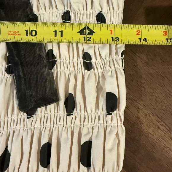 En Saison,  NWT Polka Dot Smocked Midi Dress Bow Strap Pockets, Size M - Picture 10 of 13